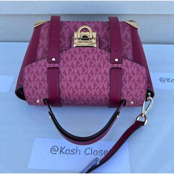Michael Kors satchel manhattan medium leather berry - Picture 9 of 11